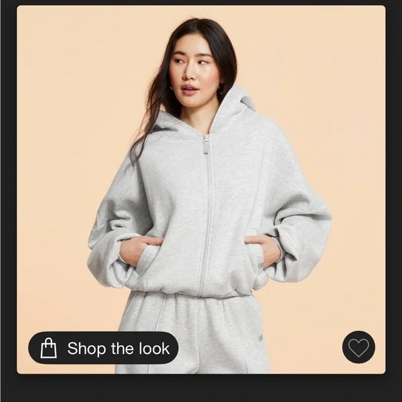 Women's Marshmallow Gray Zip-Up Hoodie - Picture 1 of 5